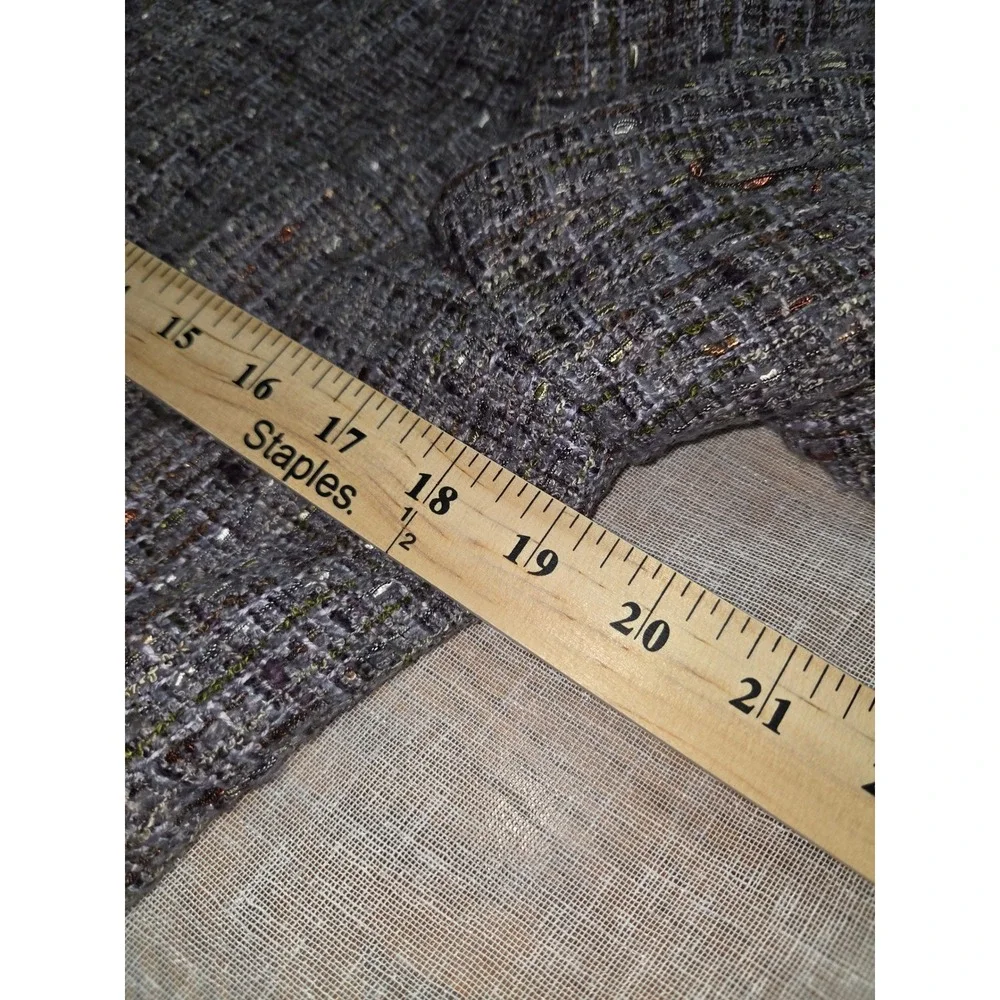 Coldwater Creek Shaped Purple Tweed Blazer Jacket Mock Neck Metallic Size 10